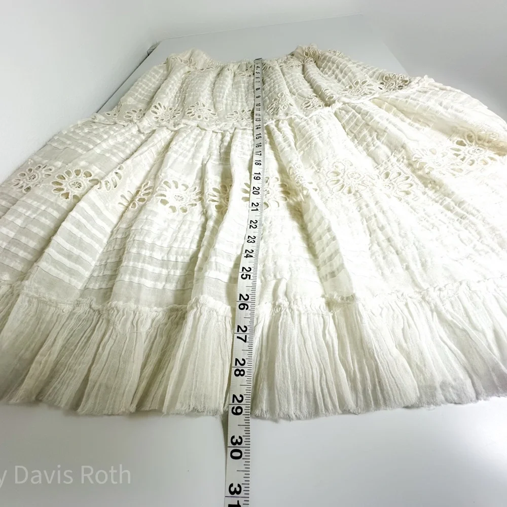 Free People One Lorelai Midi Skirt in White size Medium NWOT